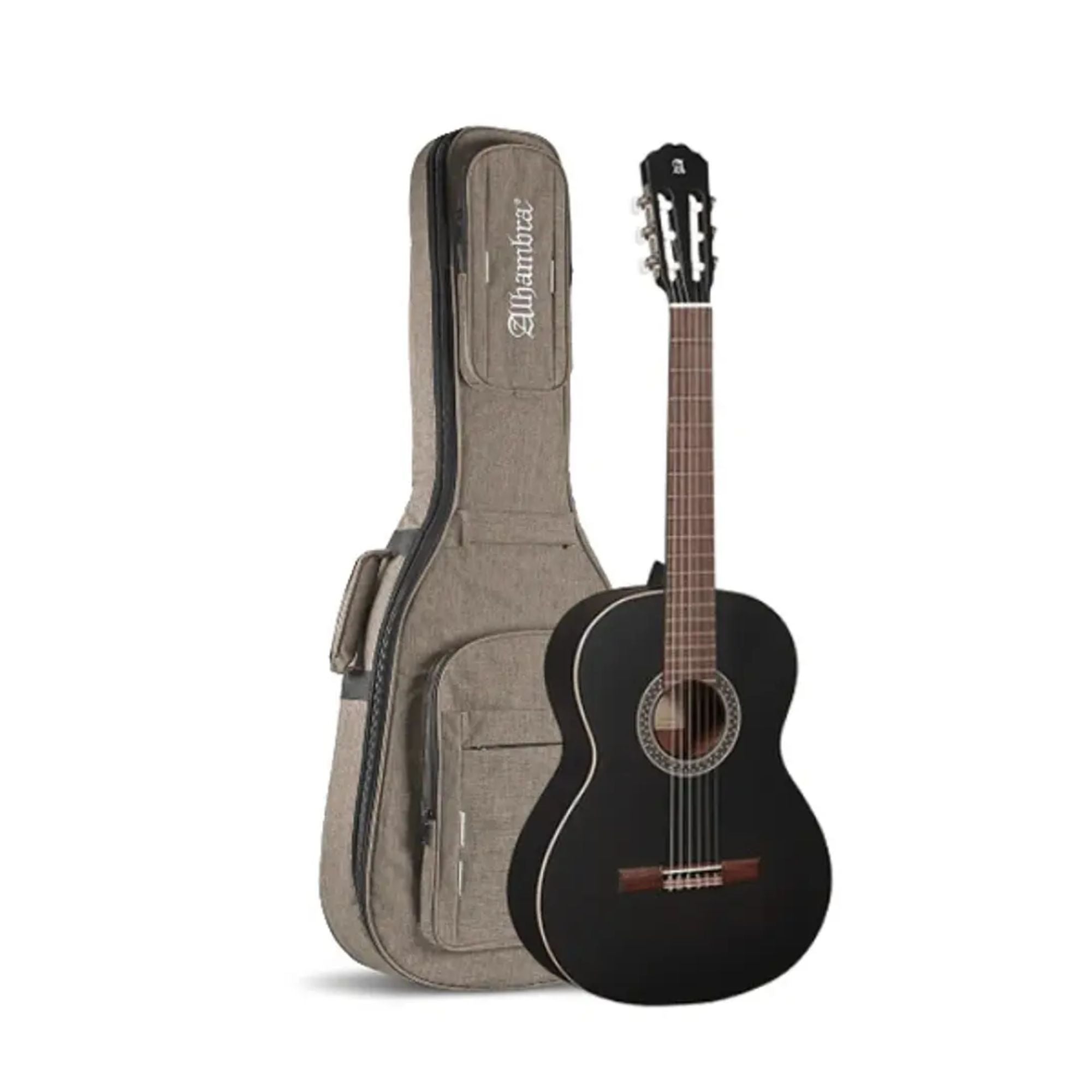 Guitarra Clásica 1C Black Satin + Funda 4/4 10 Mm Alhambra