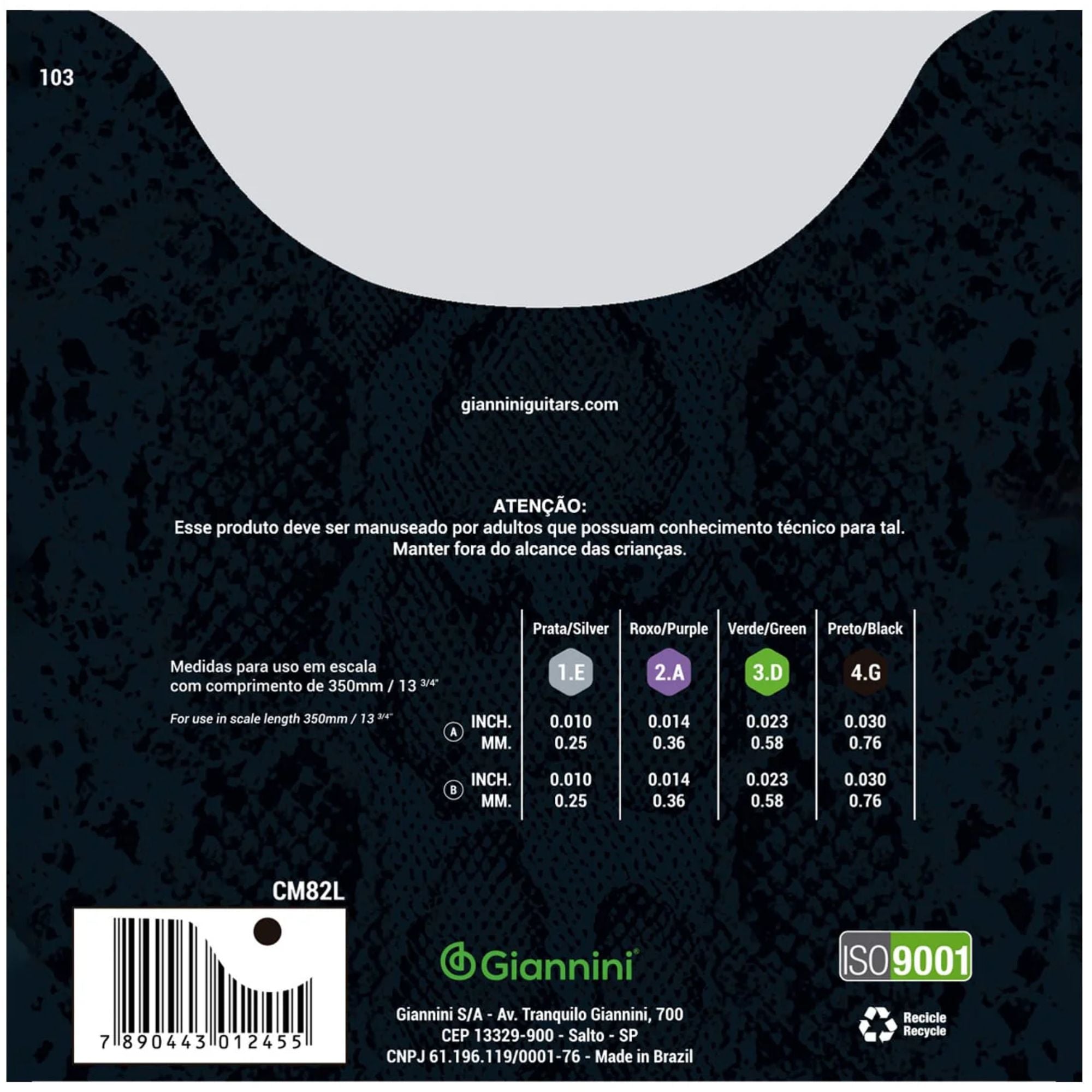 Set de Cuerdas Mandolina 8C Giannini CM82L COBRA
