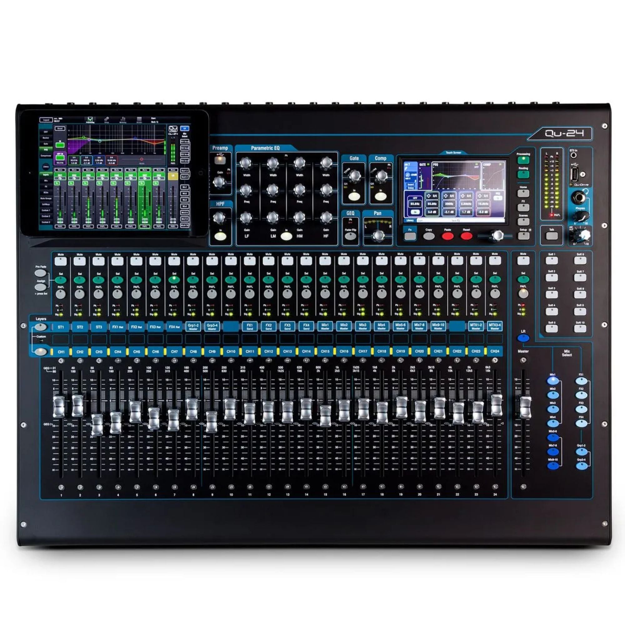 Consola Digital Allen & Heath QU-24, con Faders Motorizados