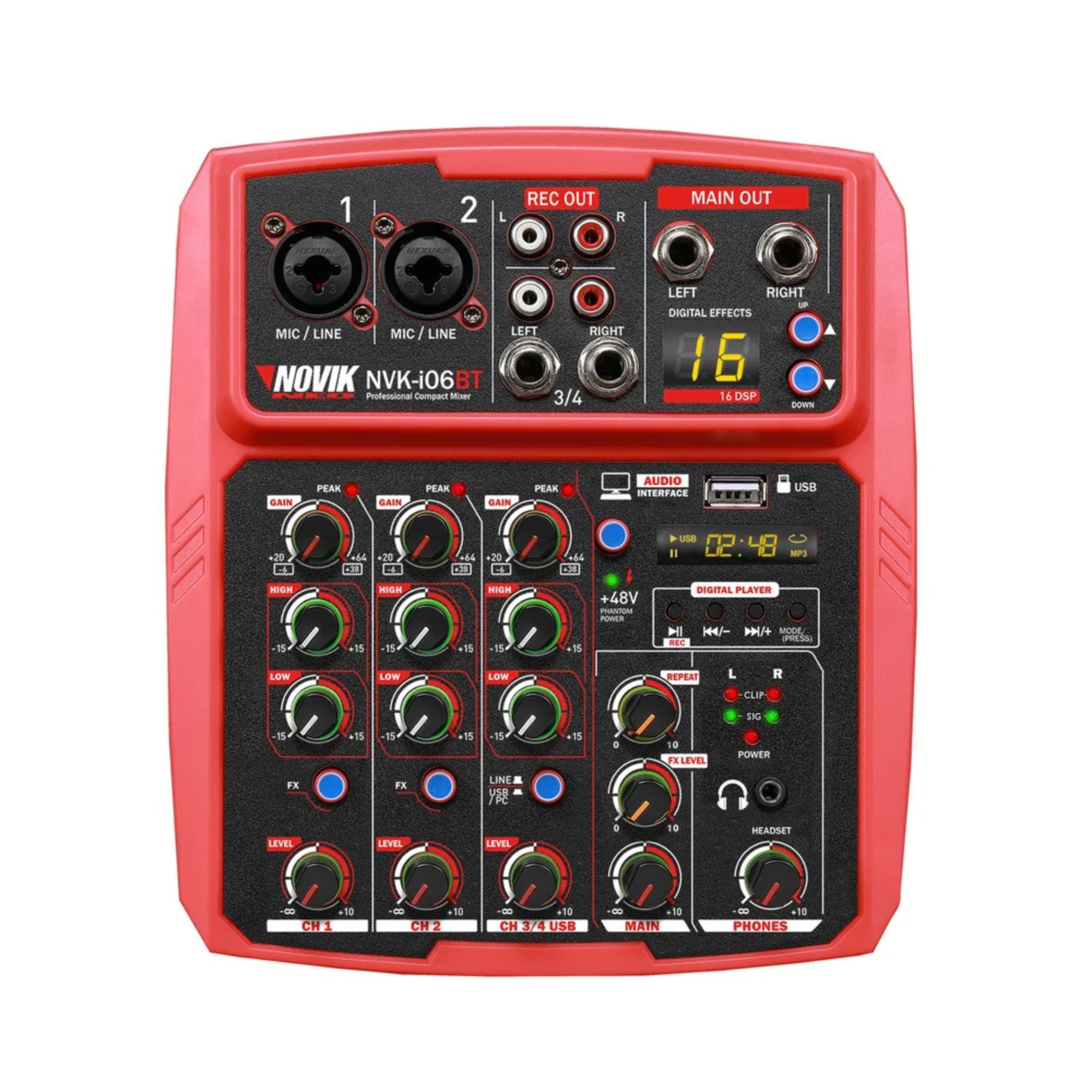 Mixer Análogo Novik NVK i06BT RED