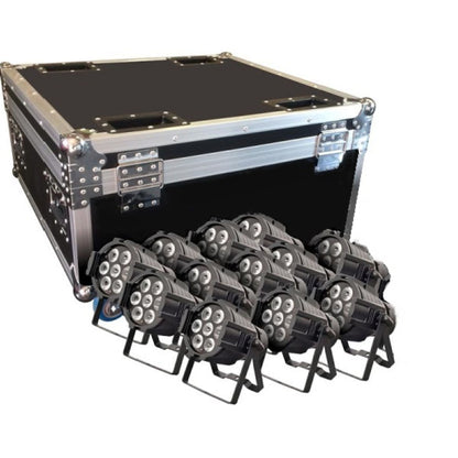 KIT 12 FOCOS LED 7X10W RGBW + CASE VLTG