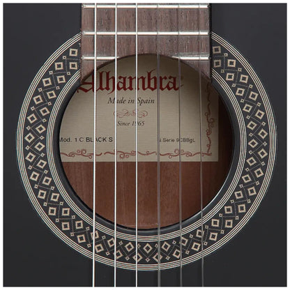 Guitarra Clásica 1C Black Satin + Funda 4/4 10 Mm Alhambra